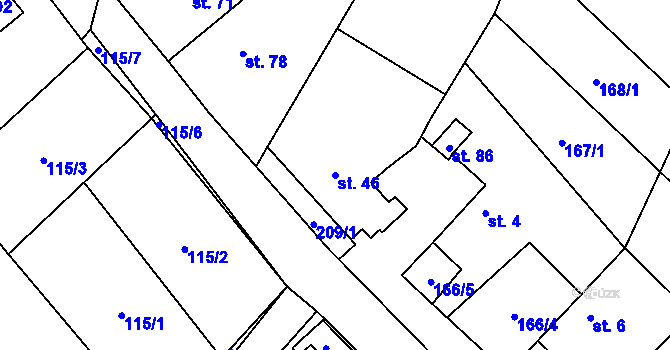 Parcela st. 46 v KÚ Krasová, Katastrální mapa