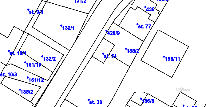Parcela st. 54 v KÚ Krasová, Katastrální mapa