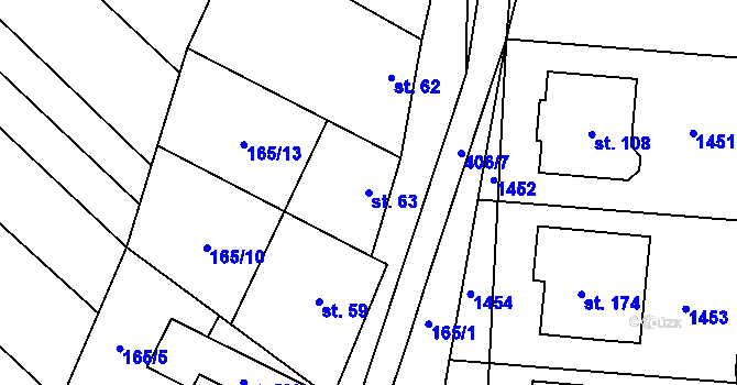 Parcela st. 63 v KÚ Krasová, Katastrální mapa
