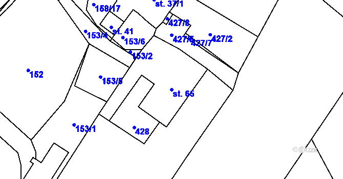 Parcela st. 65 v KÚ Krasová, Katastrální mapa