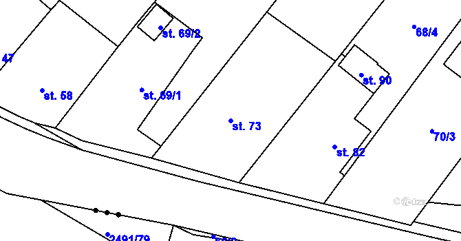 Parcela st. 73 v KÚ Krasová, Katastrální mapa