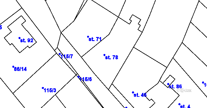 Parcela st. 78 v KÚ Krasová, Katastrální mapa