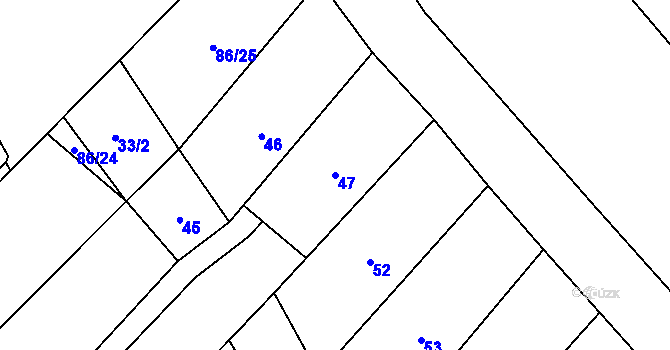 Parcela st. 47 v KÚ Krasová, Katastrální mapa