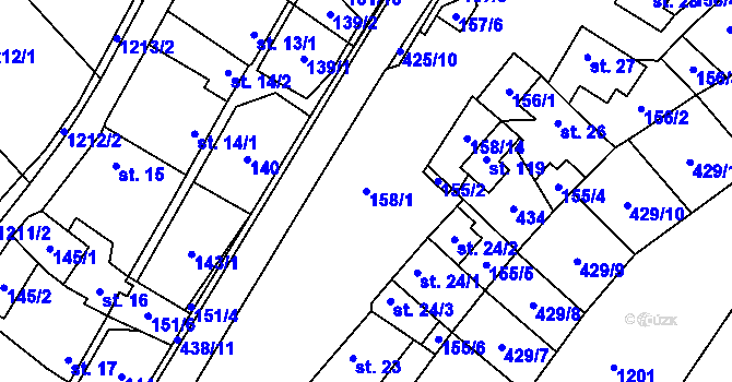 Parcela st. 158/1 v KÚ Krasová, Katastrální mapa