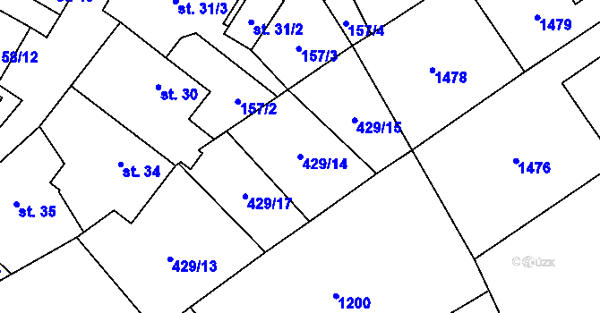 Parcela st. 429/14 v KÚ Krasová, Katastrální mapa