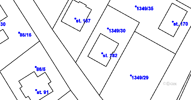 Parcela st. 1349/30 v KÚ Krasová, Katastrální mapa