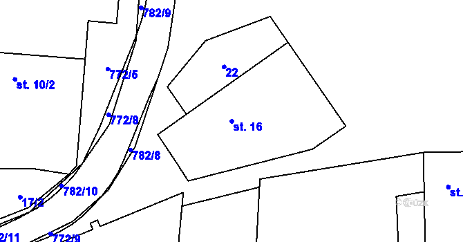 Parcela st. 16 v KÚ Krašlovice, Katastrální mapa