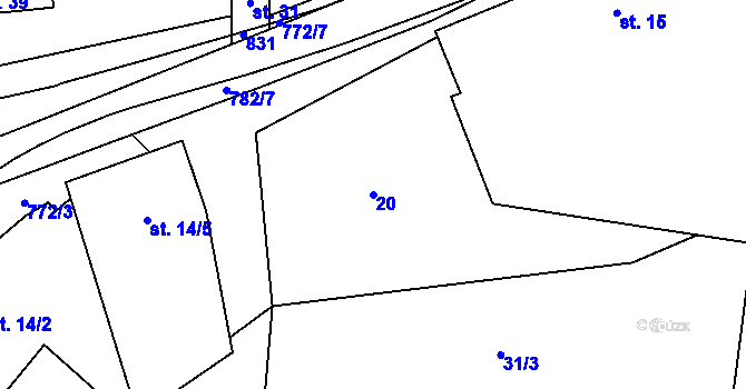 Parcela st. 20 v KÚ Krašlovice, Katastrální mapa