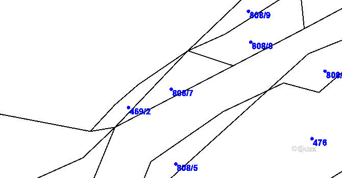 Parcela st. 808/7 v KÚ Krašlovice, Katastrální mapa