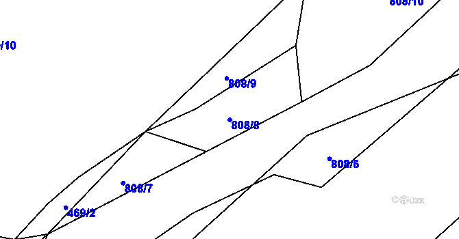 Parcela st. 808/8 v KÚ Krašlovice, Katastrální mapa