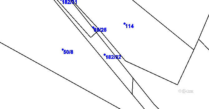 Parcela st. 182/32 v KÚ Krašlovice, Katastrální mapa