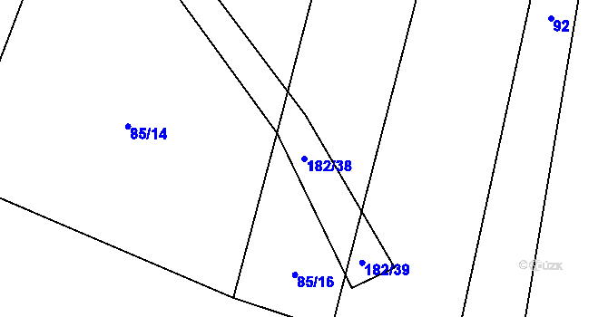 Parcela st. 182/38 v KÚ Krašlovice, Katastrální mapa