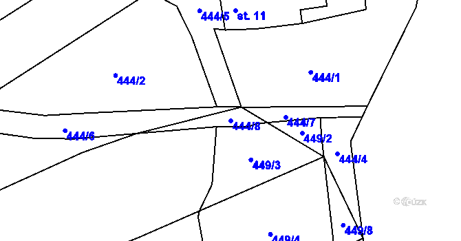 Parcela st. 444/8 v KÚ Krašlovice, Katastrální mapa
