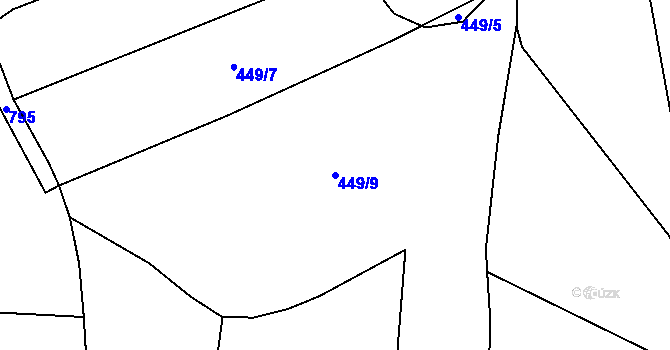 Parcela st. 449/9 v KÚ Krašlovice, Katastrální mapa