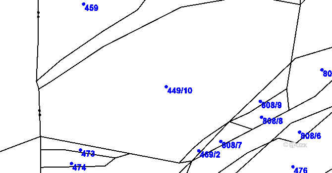 Parcela st. 449/10 v KÚ Krašlovice, Katastrální mapa