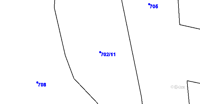 Parcela st. 702/11 v KÚ Krašlovice, Katastrální mapa