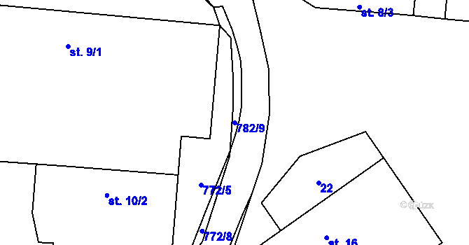 Parcela st. 782/9 v KÚ Krašlovice, Katastrální mapa