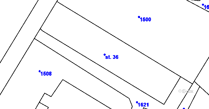 Parcela st. 36 v KÚ Lidmovice, Katastrální mapa