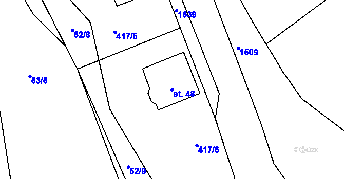 Parcela st. 48 v KÚ Lidmovice, Katastrální mapa