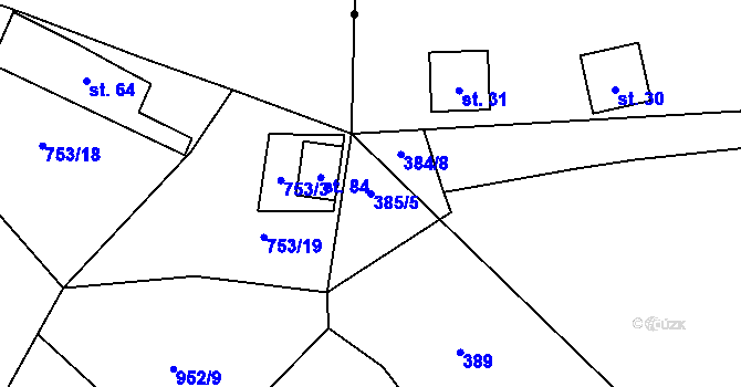 Parcela st. 385/5 v KÚ Vitice u Vodňan, Katastrální mapa