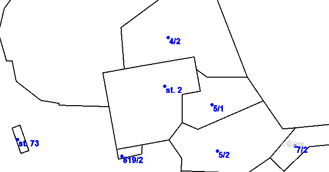 Parcela st. 2 v KÚ Krašovice, Katastrální mapa