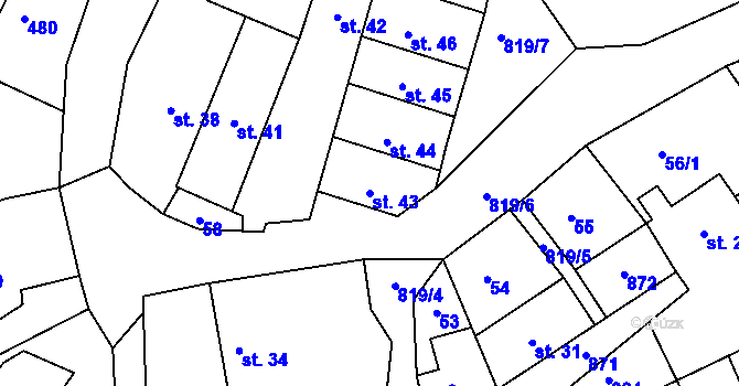 Parcela st. 43 v KÚ Krašovice, Katastrální mapa