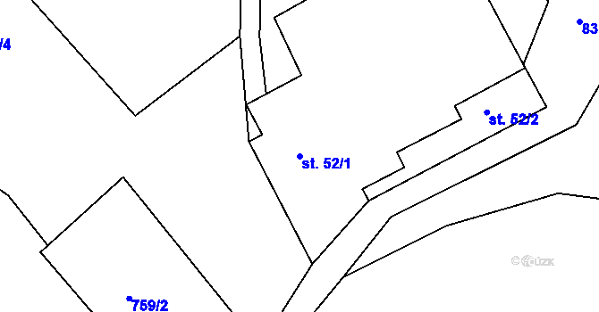 Parcela st. 52/1 v KÚ Krašovice, Katastrální mapa