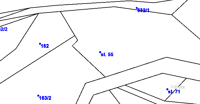 Parcela st. 55 v KÚ Krašovice, Katastrální mapa