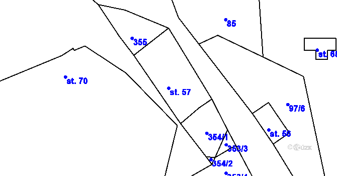 Parcela st. 57 v KÚ Krašovice, Katastrální mapa