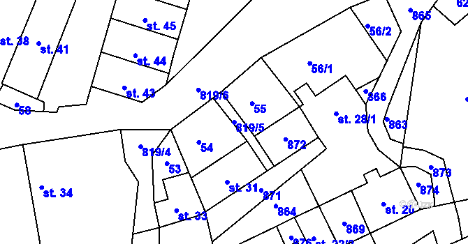 Parcela st. 819/5 v KÚ Krašovice, Katastrální mapa