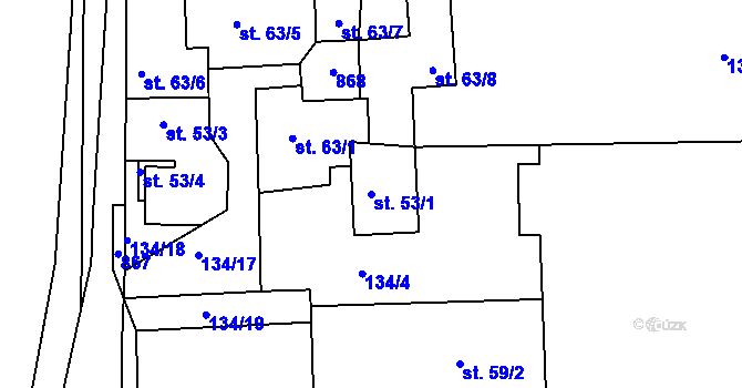 Parcela st. 53/1 v KÚ Krašovice, Katastrální mapa