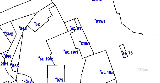 Parcela st. 819/8 v KÚ Krašovice, Katastrální mapa
