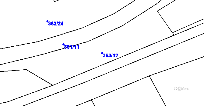 Parcela st. 363/12 v KÚ Krašovice, Katastrální mapa