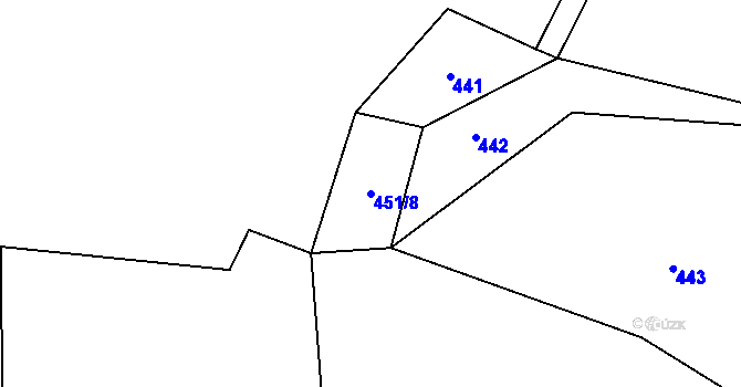 Parcela st. 451/8 v KÚ Krašovice, Katastrální mapa