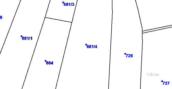Parcela st. 681/4 v KÚ Krašovice, Katastrální mapa