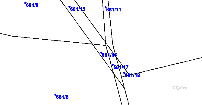 Parcela st. 681/16 v KÚ Krašovice, Katastrální mapa