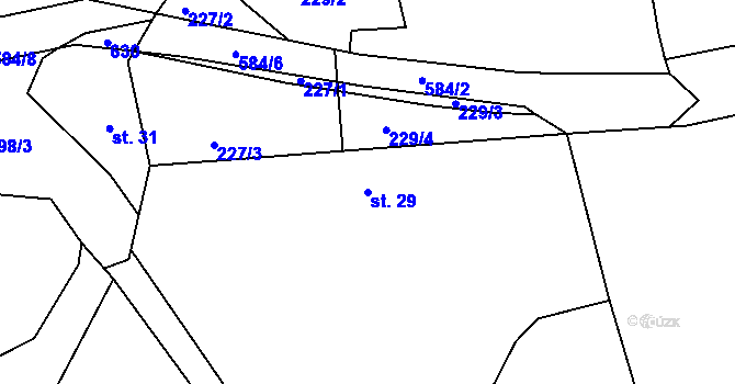 Parcela st. 29 v KÚ Mokřice, Katastrální mapa