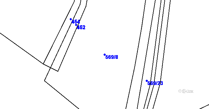 Parcela st. 569/8 v KÚ Mokřice, Katastrální mapa
