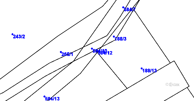 Parcela st. 584/12 v KÚ Mokřice, Katastrální mapa