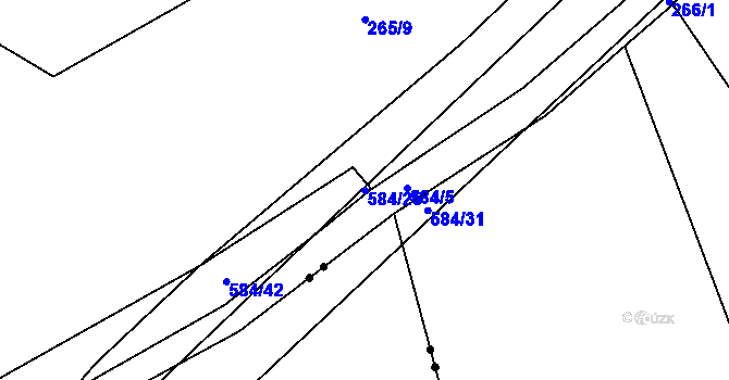 Parcela st. 584/25 v KÚ Mokřice, Katastrální mapa