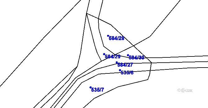 Parcela st. 584/29 v KÚ Mokřice, Katastrální mapa