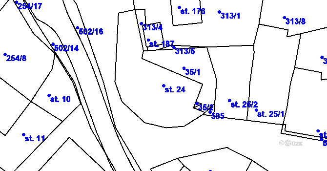 Parcela st. 24 v KÚ Krašovice u Plzně, Katastrální mapa
