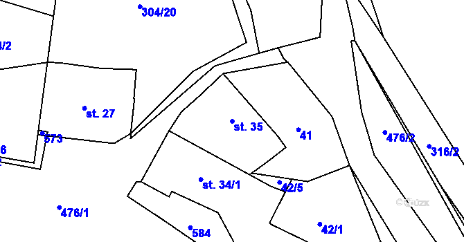 Parcela st. 35 v KÚ Krašovice u Plzně, Katastrální mapa