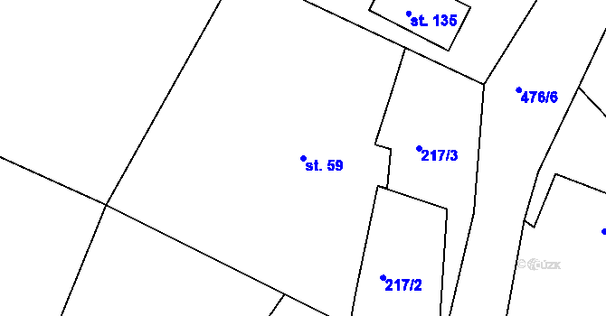 Parcela st. 59 v KÚ Krašovice u Plzně, Katastrální mapa