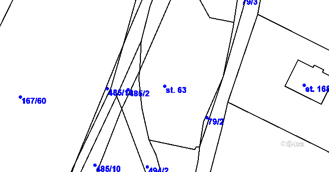 Parcela st. 63 v KÚ Krašovice u Plzně, Katastrální mapa