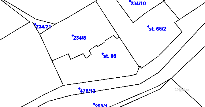 Parcela st. 66 v KÚ Krašovice u Plzně, Katastrální mapa
