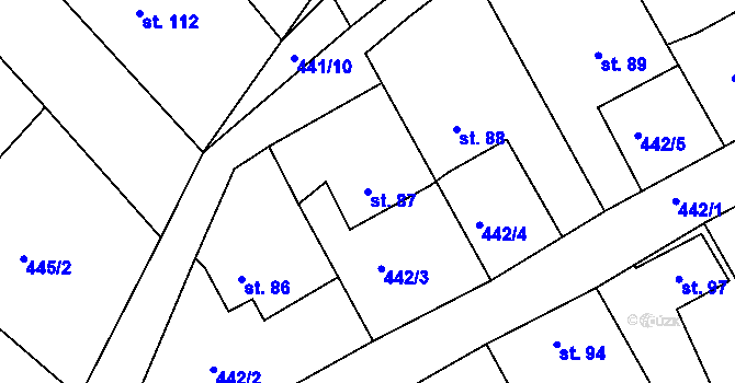 Parcela st. 87 v KÚ Krašovice u Plzně, Katastrální mapa