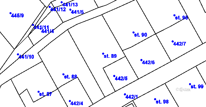 Parcela st. 89 v KÚ Krašovice u Plzně, Katastrální mapa