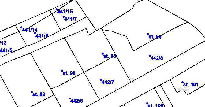 Parcela st. 95 v KÚ Krašovice u Plzně, Katastrální mapa