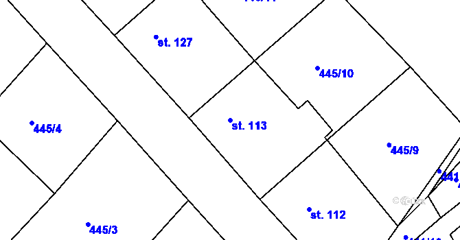 Parcela st. 113 v KÚ Krašovice u Plzně, Katastrální mapa
